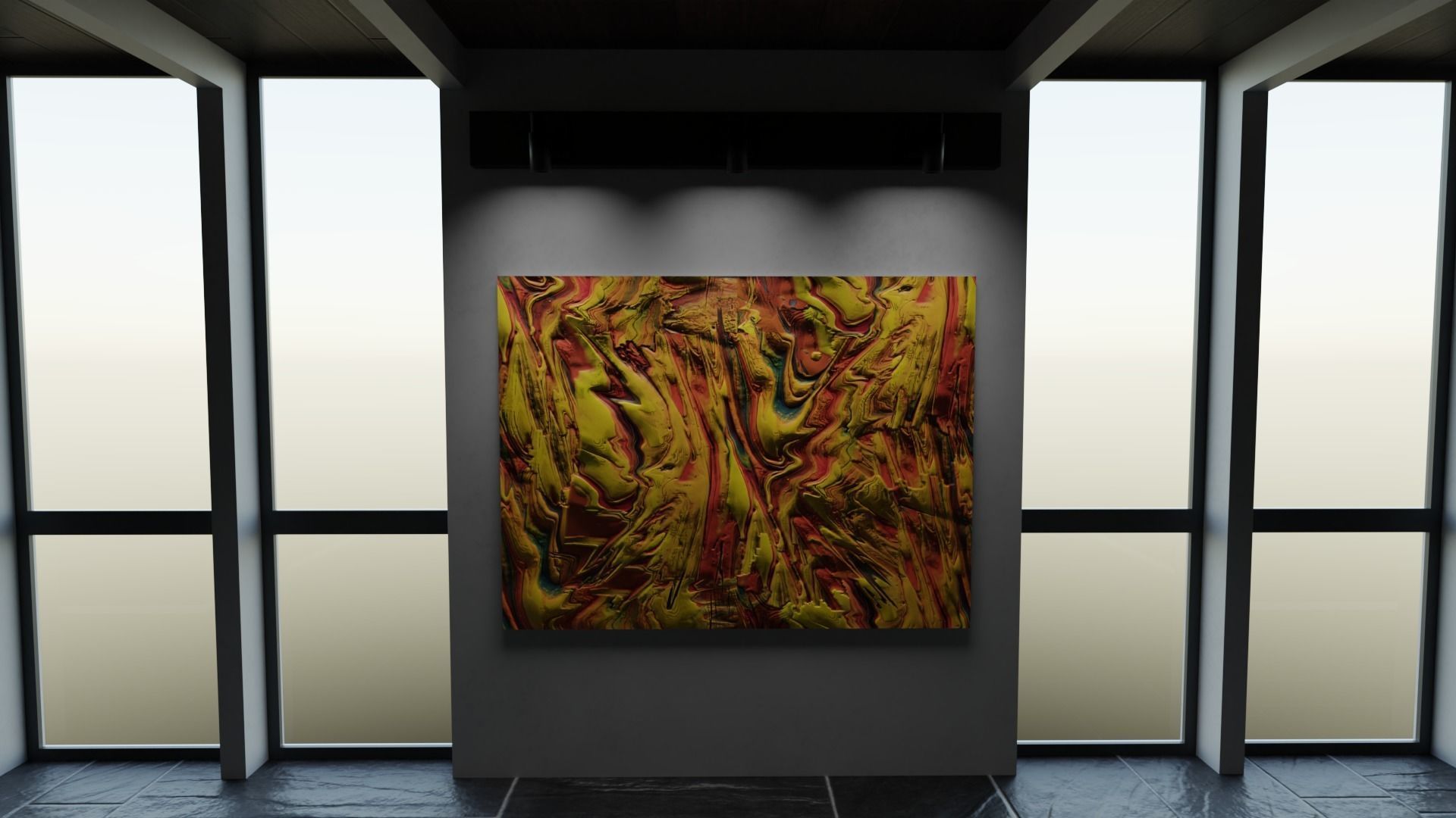 3 level Virtual Reality Gallery Low-poly 3D model_15