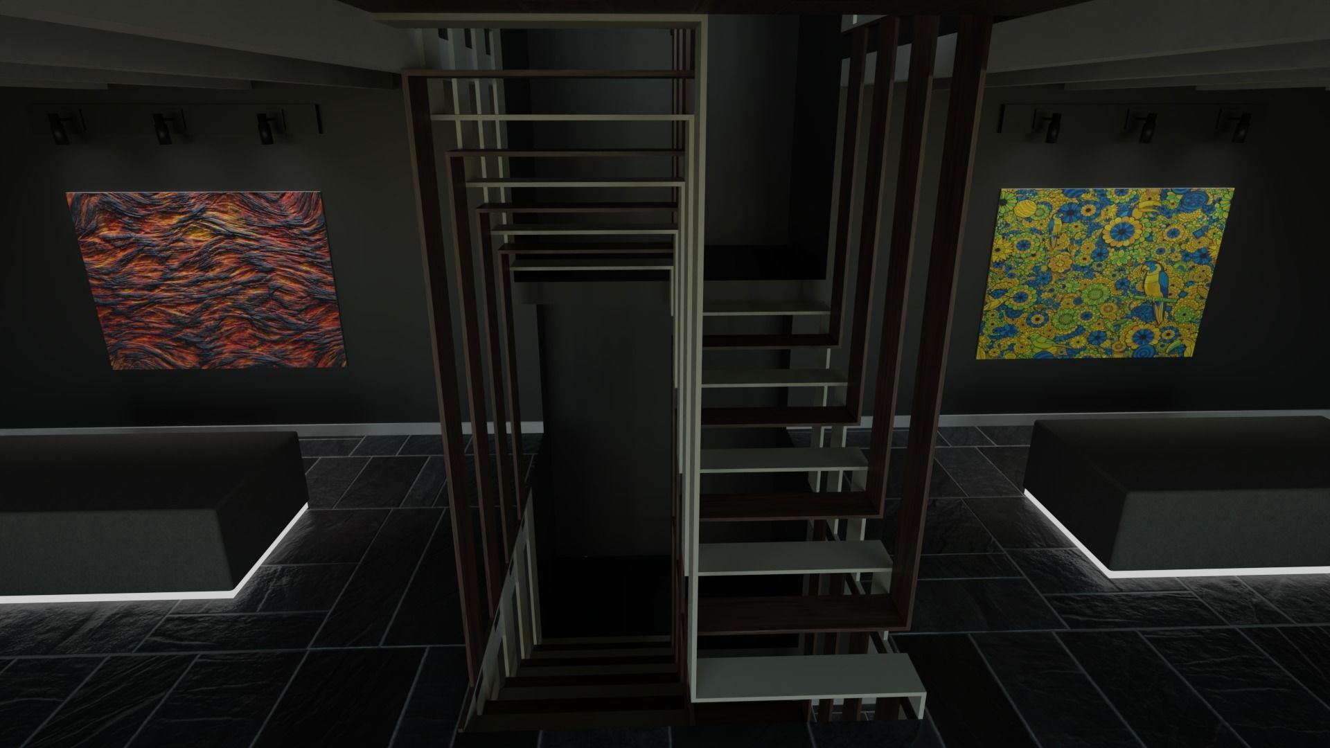 3 level Virtual Reality Gallery Low-poly 3D model_25