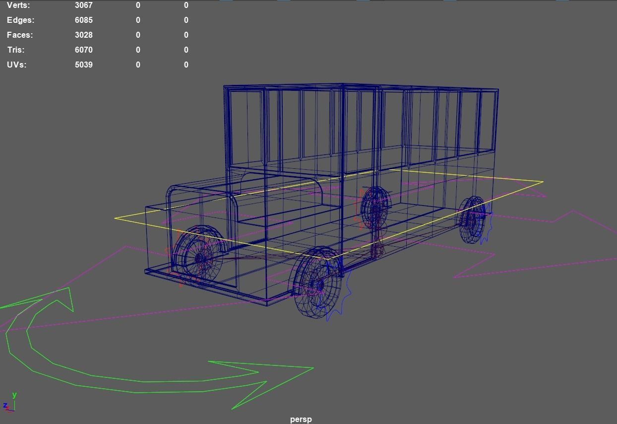 Cartoon Bus Rigged Low-poly 3D model_9