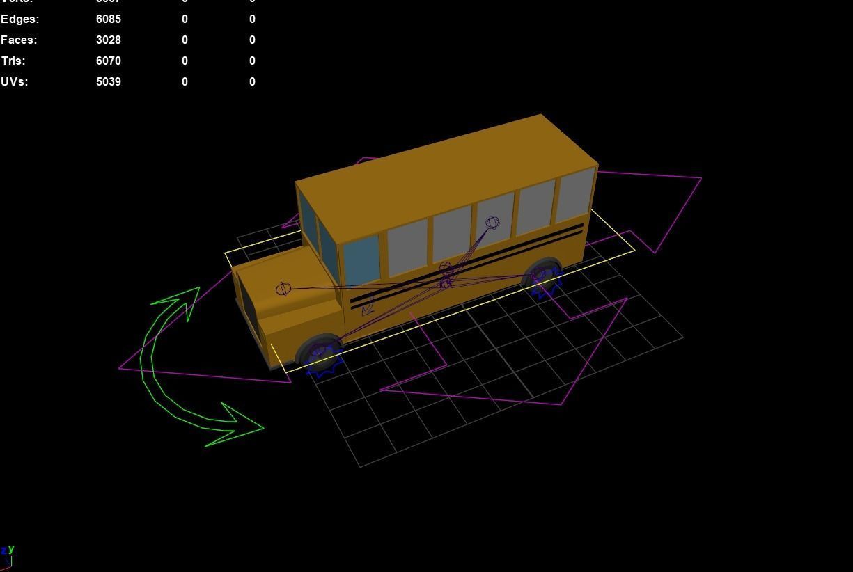 Cartoon Bus Rigged Low-poly 3D model_3
