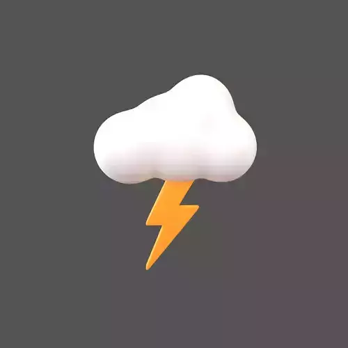 Cartoon Cloud With Lightning v1 001