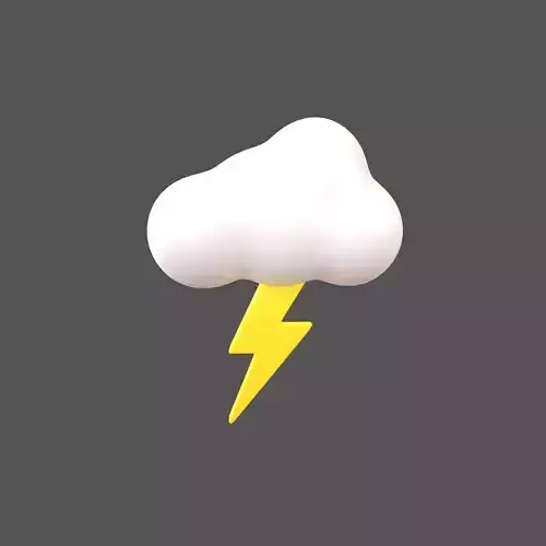 Cartoon Cloud With Lightning v1 002
