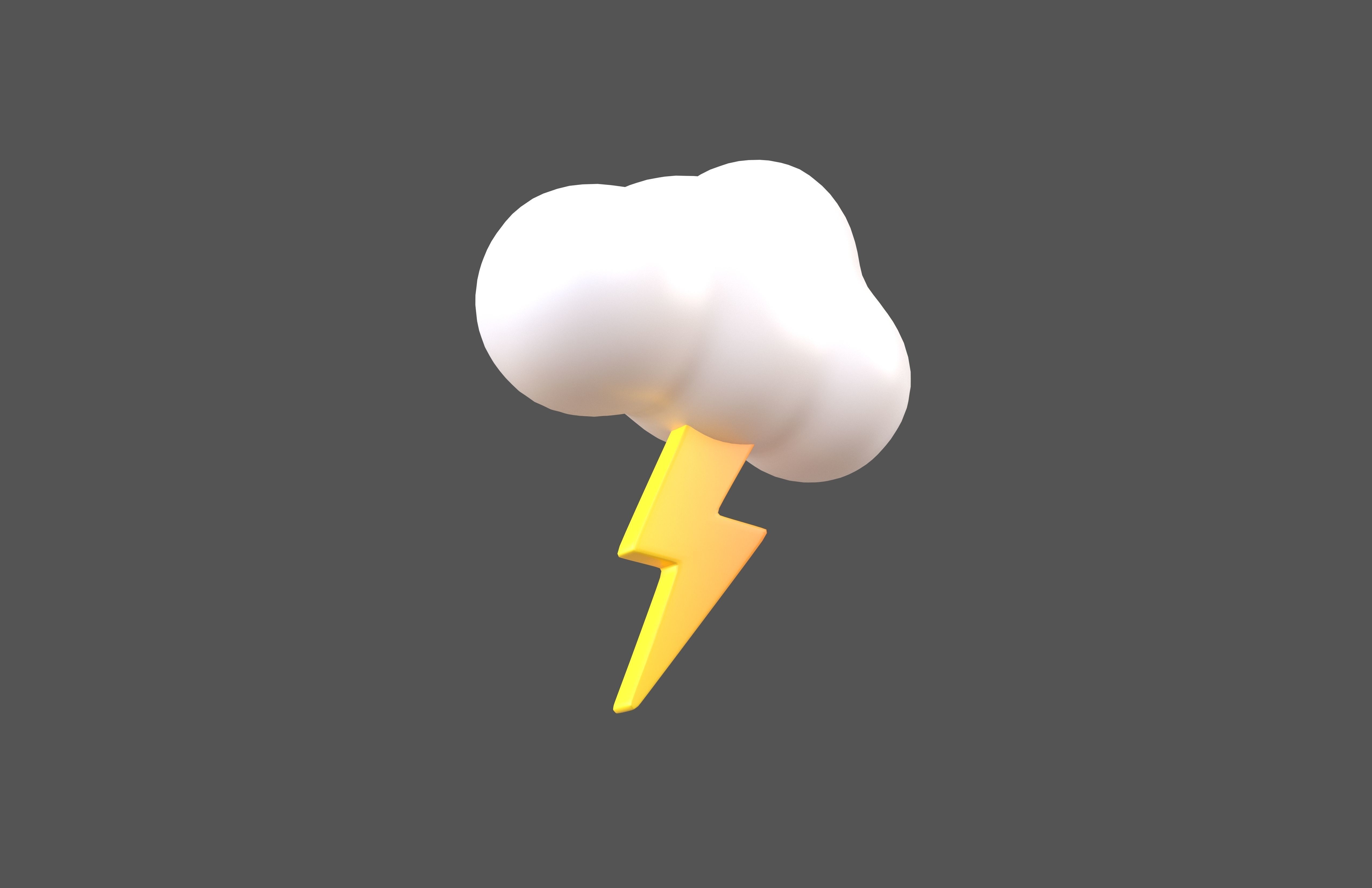 Cartoon Cloud With Lightning v1 003 Low-poly 3D model_3