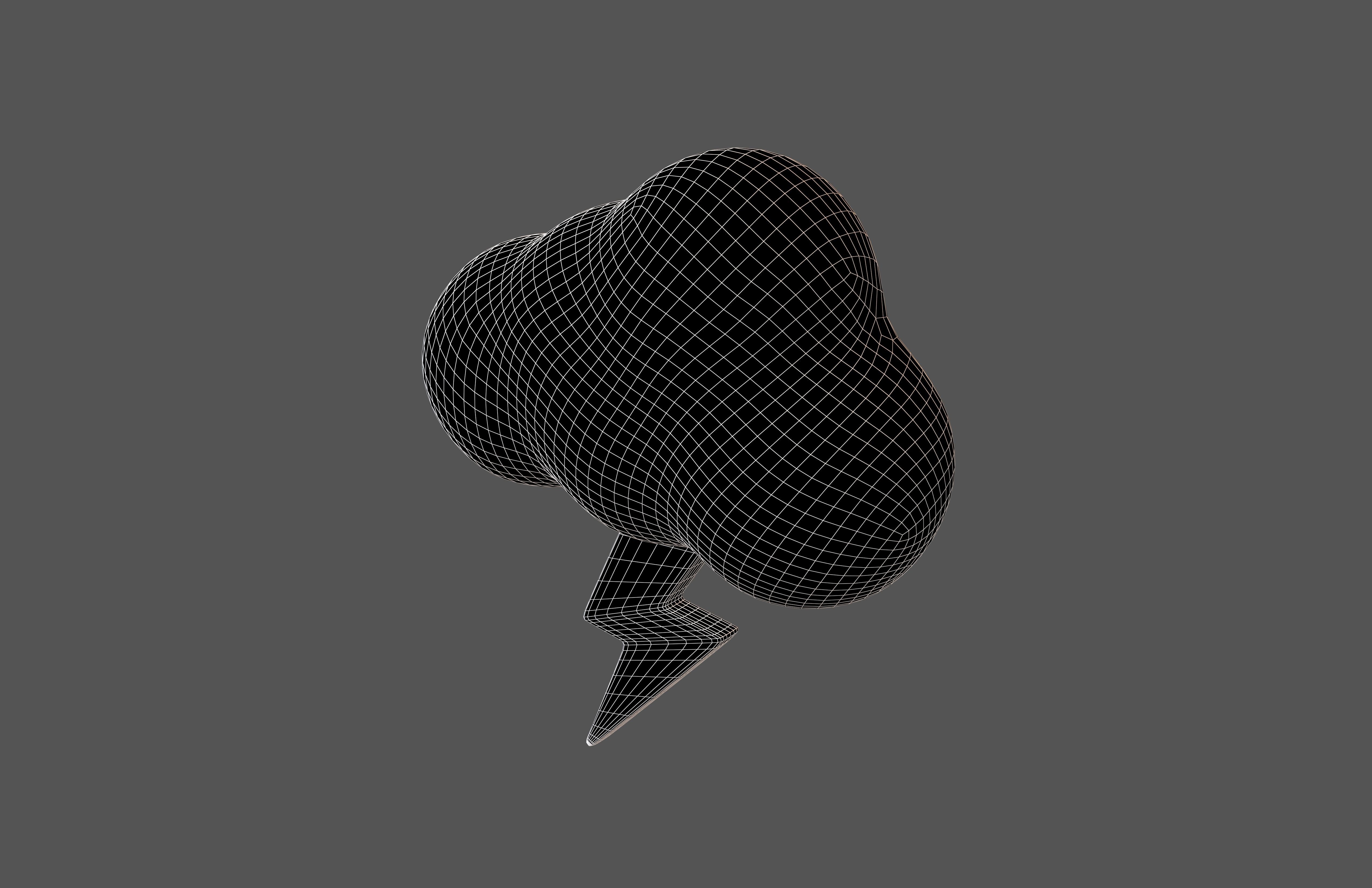 Cartoon Cloud With Lightning v1 003 Low-poly 3D model_5