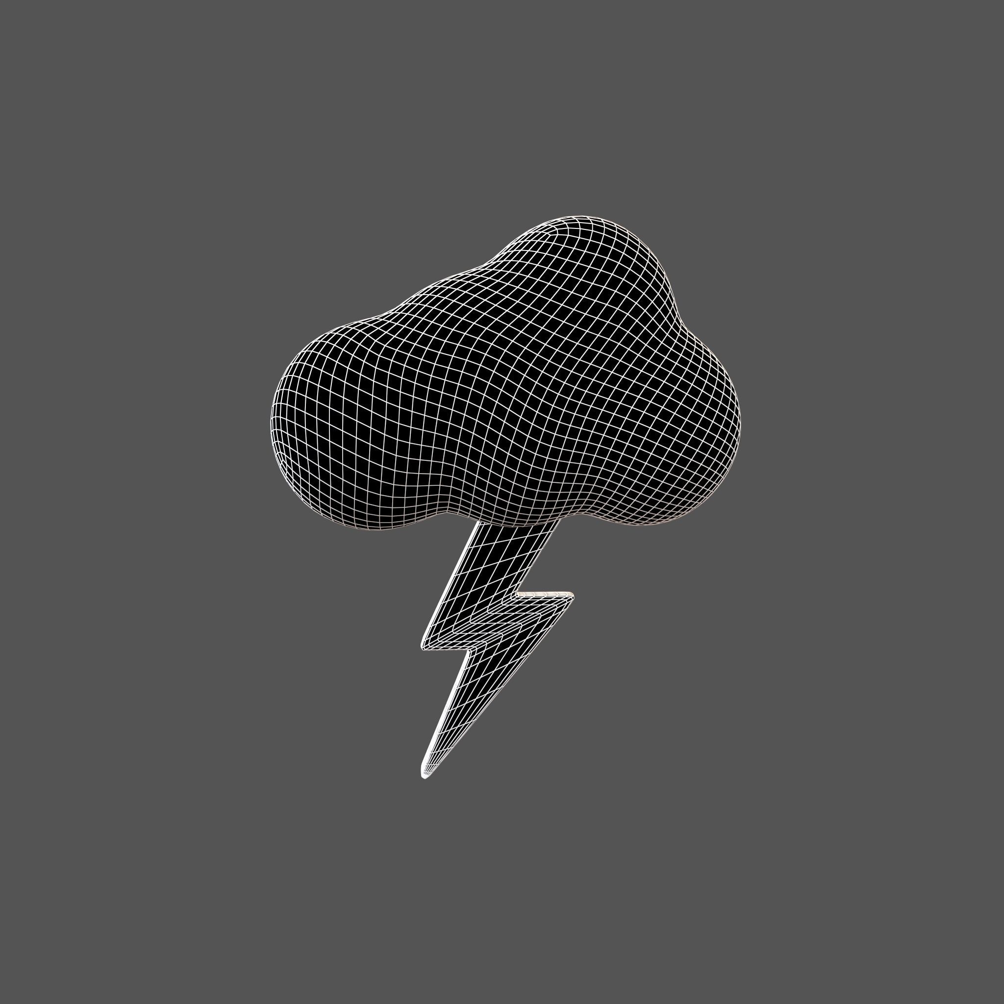 Cartoon Cloud With Lightning v1 003 Low-poly 3D model_7