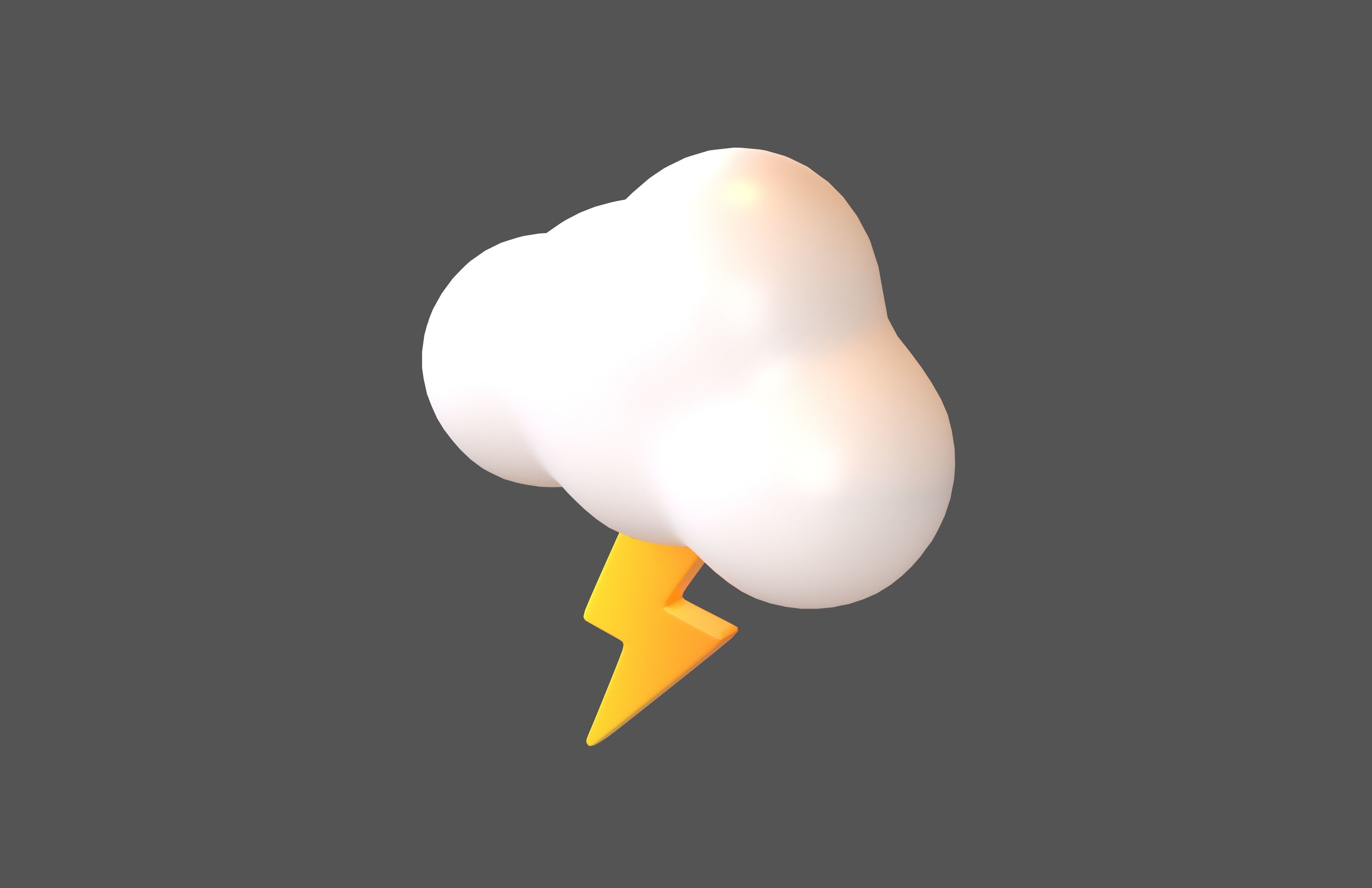 Cartoon Cloud With Lightning v1 003 Low-poly 3D model_2
