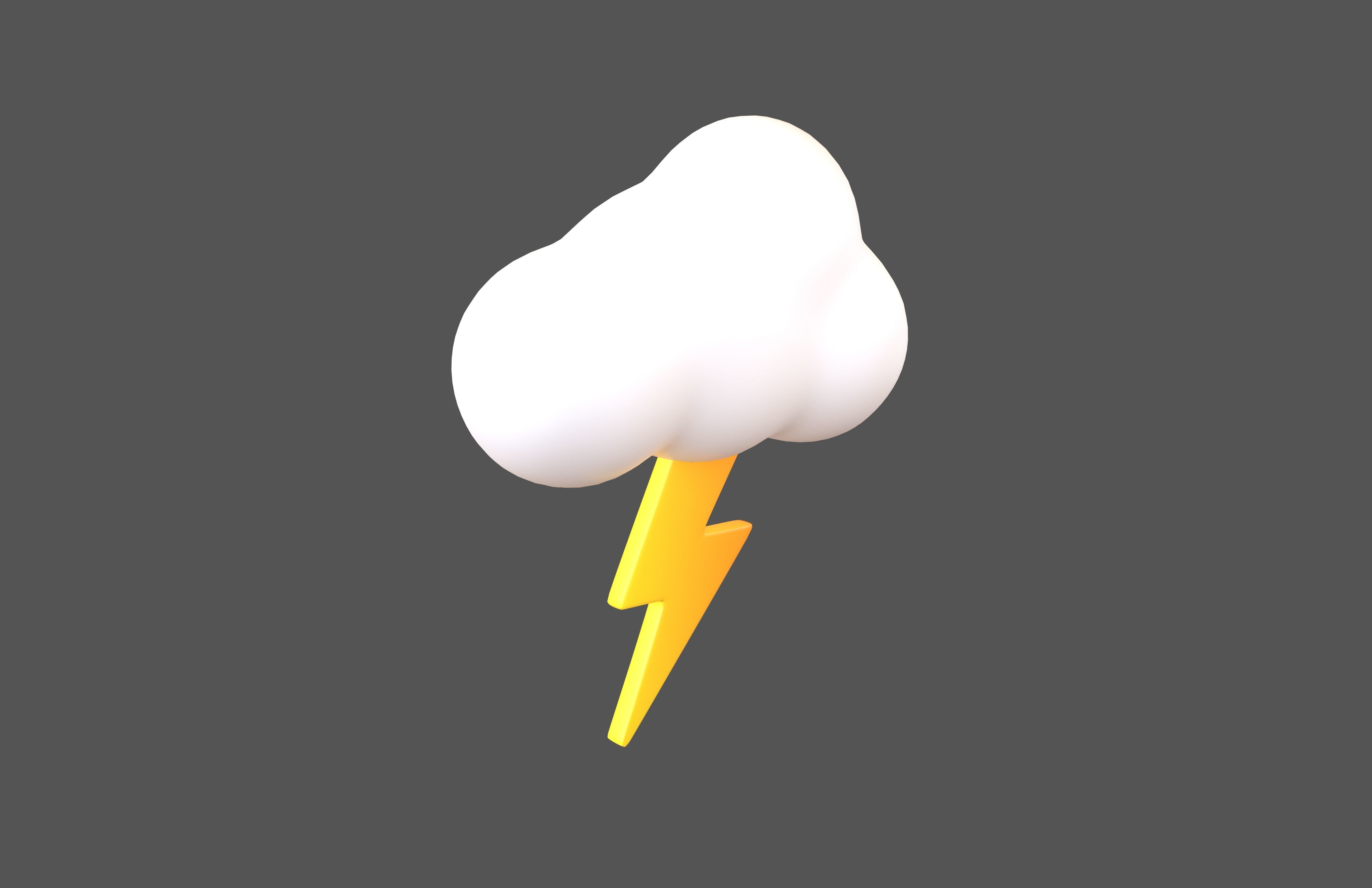 Cartoon Cloud With Lightning v1 003 Low-poly 3D model_1