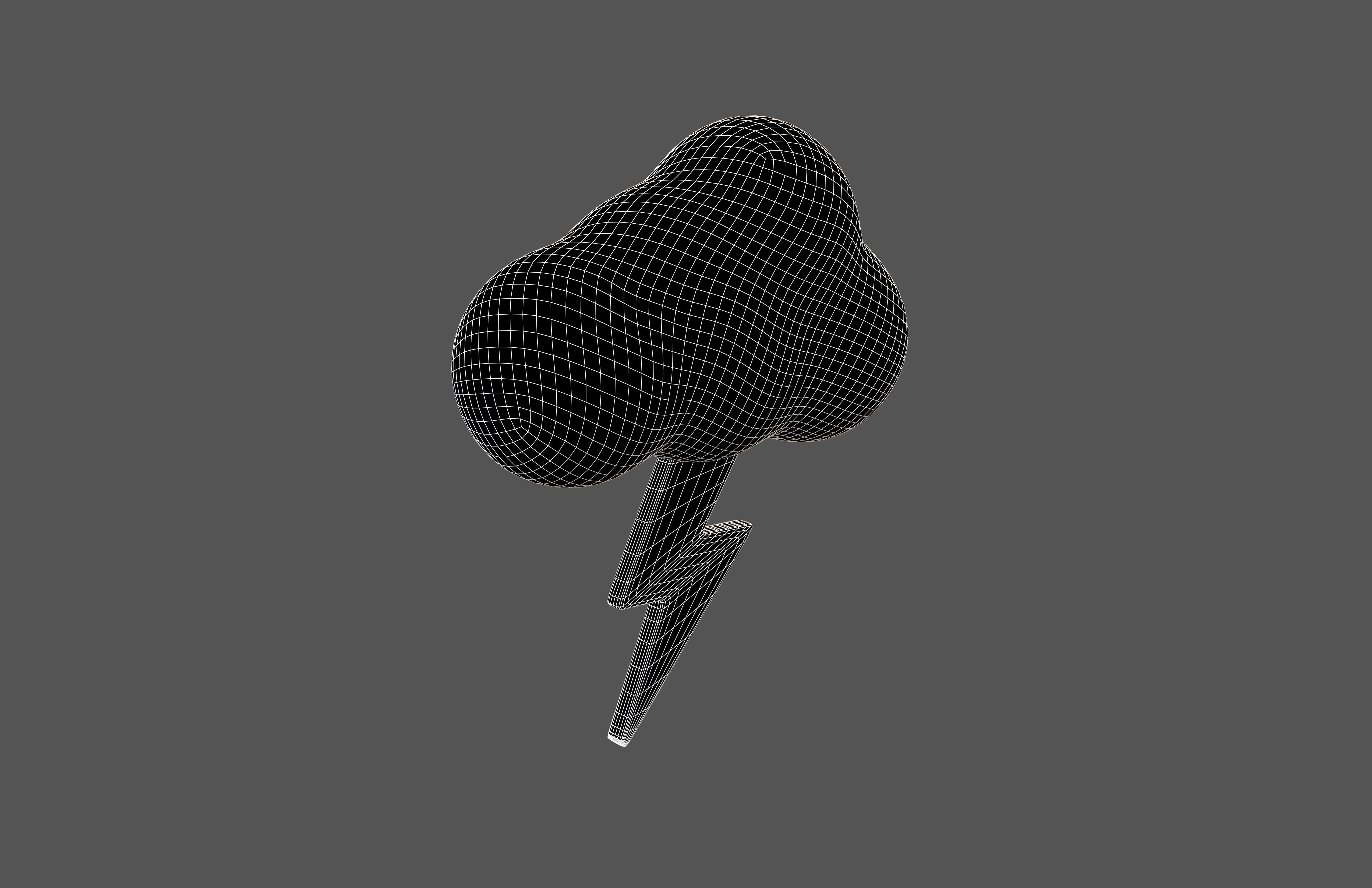 Cartoon Cloud With Lightning v1 003 Low-poly 3D model_4