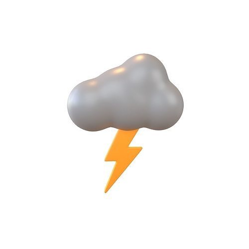 Cartoon Cloud With Lightning v1 004 Low-poly 3D model