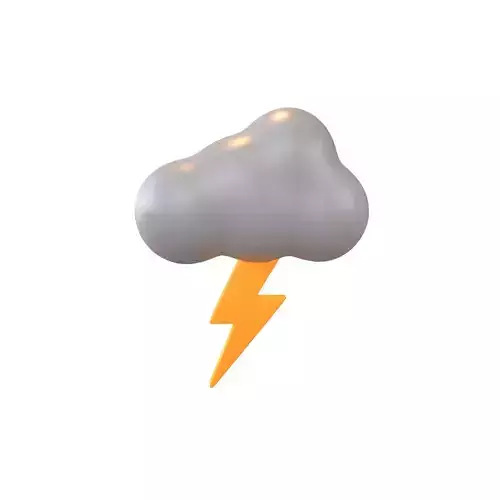 Cartoon Cloud With Lightning v1 004