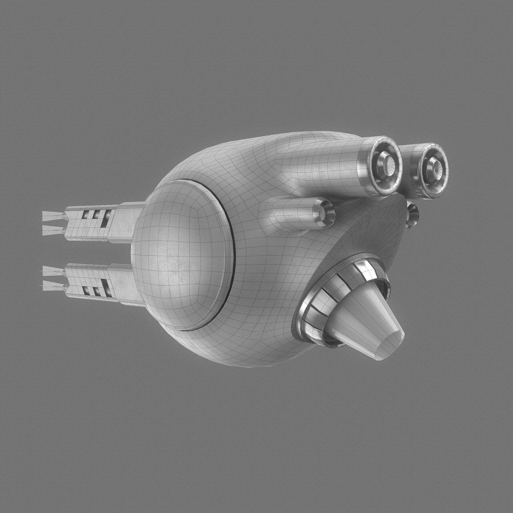 Sci-Fi Drone Game Ready Low-poly 3D model_11