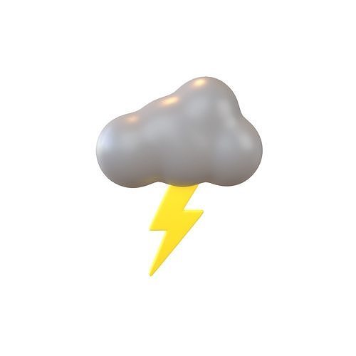 Cartoon Cloud With Lightning v1 005 Low-poly 3D model