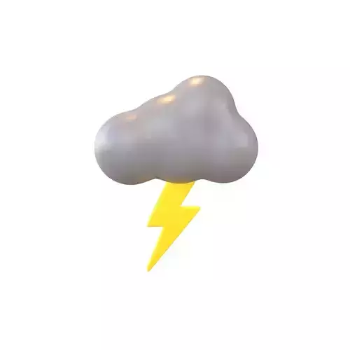 Cartoon Cloud With Lightning v1 005