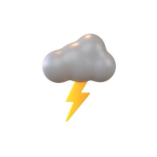 Cartoon Cloud With Lightning v1 006 Low-poly 3D model