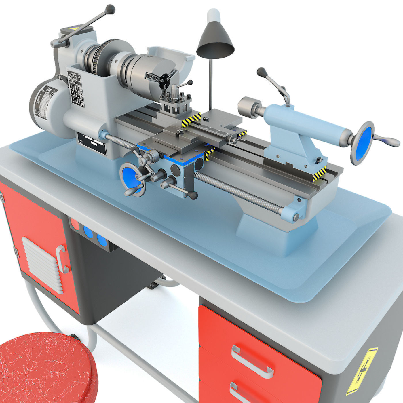 MN-80 Industrial desktop turning machine tool 3D model_4