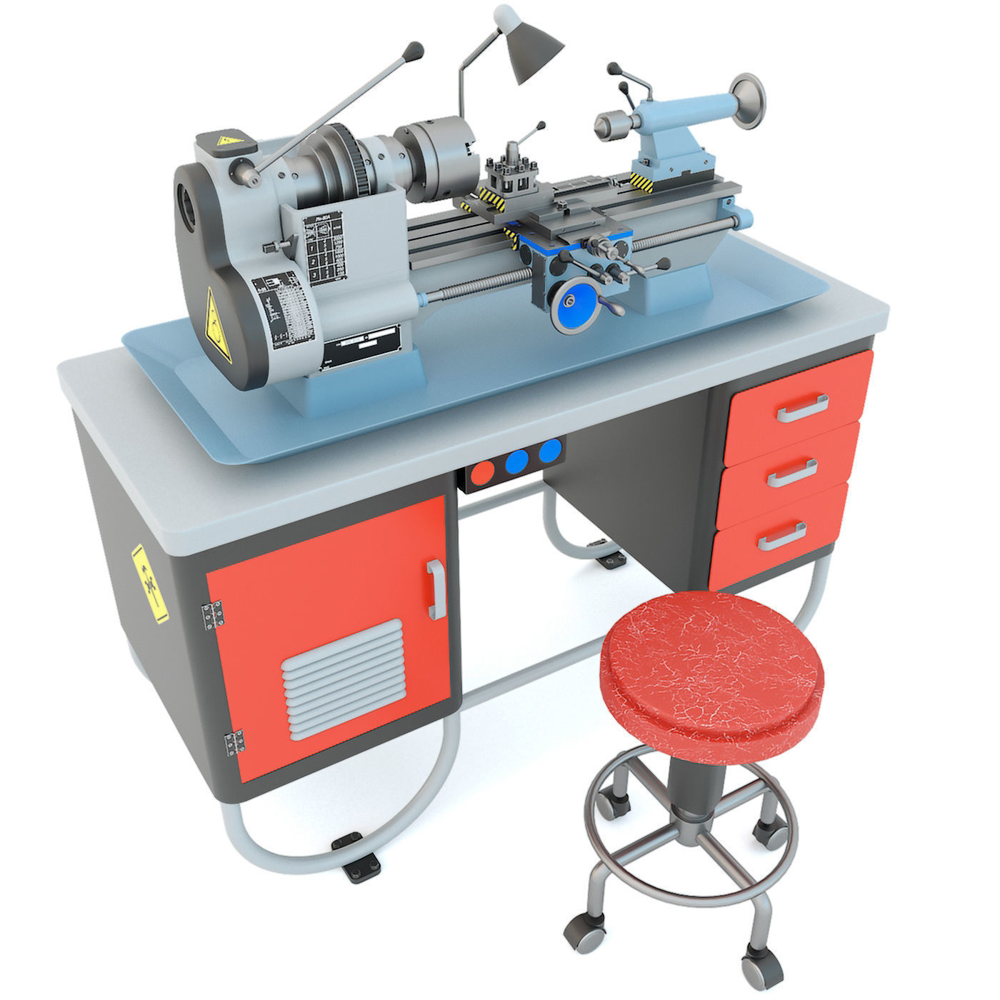 MN-80 Industrial desktop turning machine tool 3D model_8