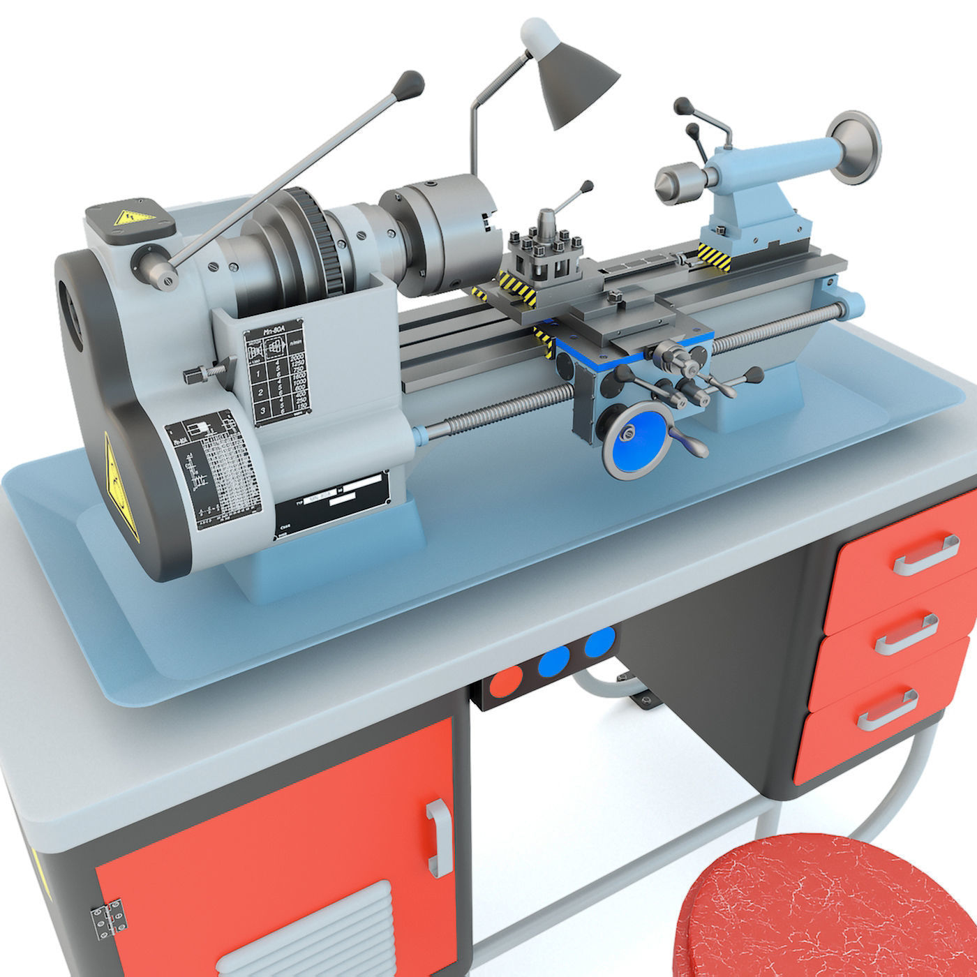MN-80 Industrial desktop turning machine tool 3D model_3