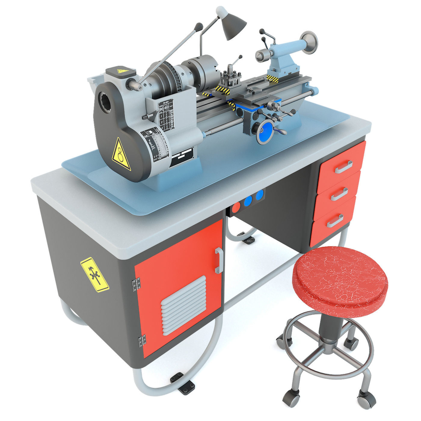 MN-80 Industrial desktop turning machine tool 3D model_1