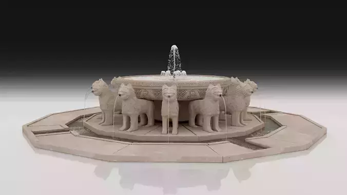 The Court Of Lions fountain Granada Alhambra 3D model