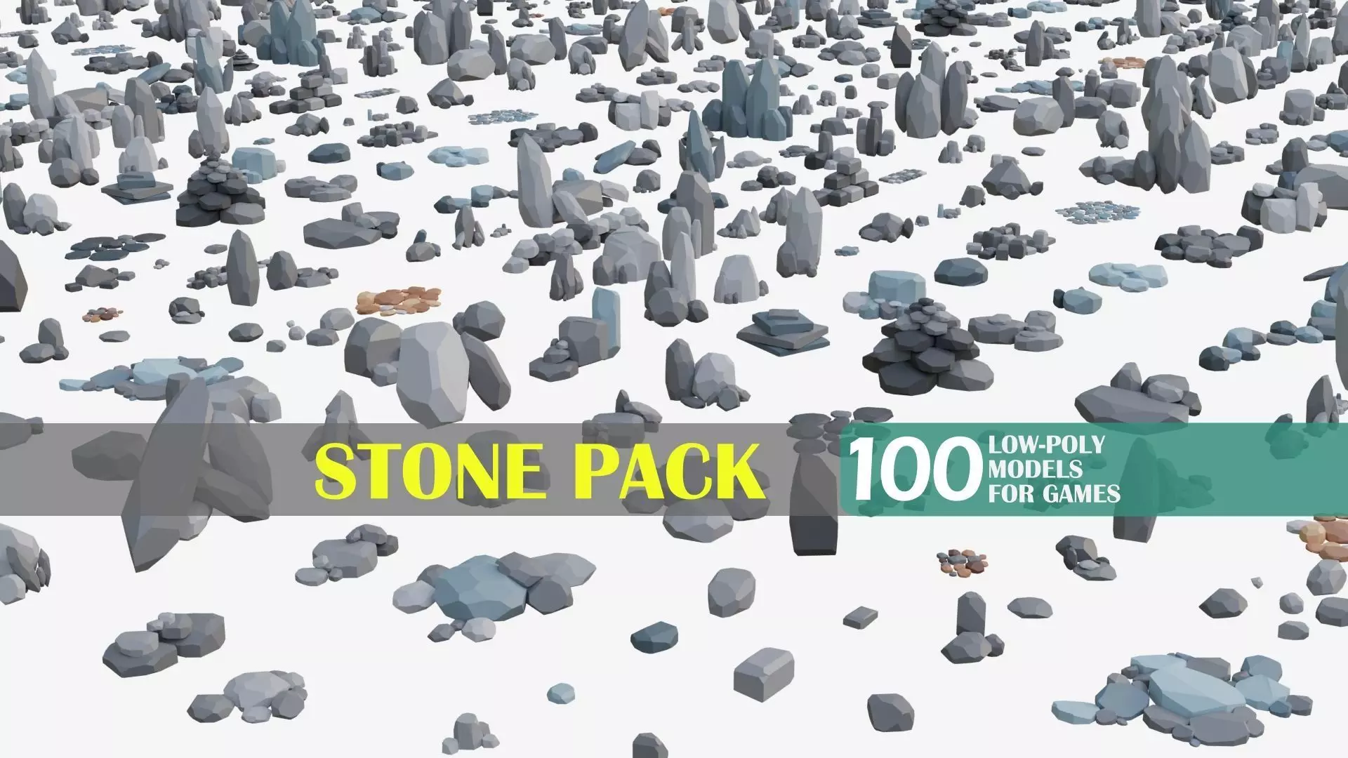 Low Poly Stone and Rock Mega pack Low-poly 3D model_0