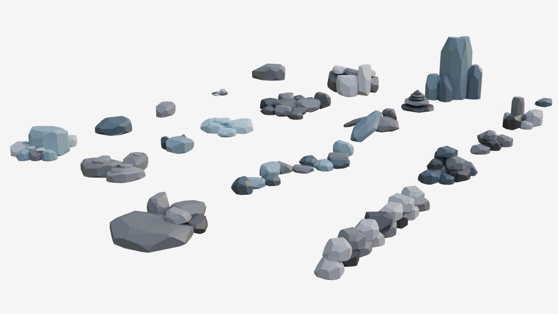 Low Poly Stone and Rock Mega pack Low-poly 3D model_9