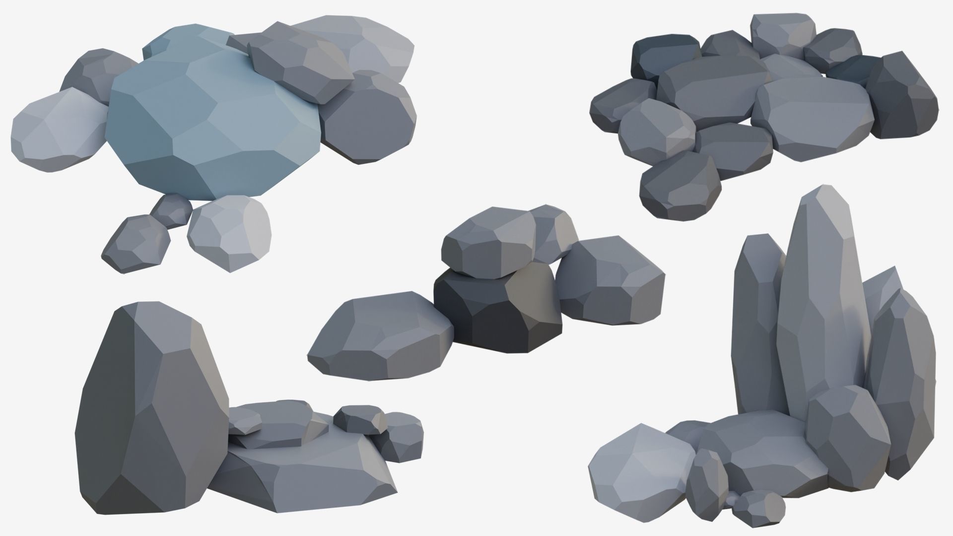Low Poly Stone and Rock Mega pack Low-poly 3D model_1