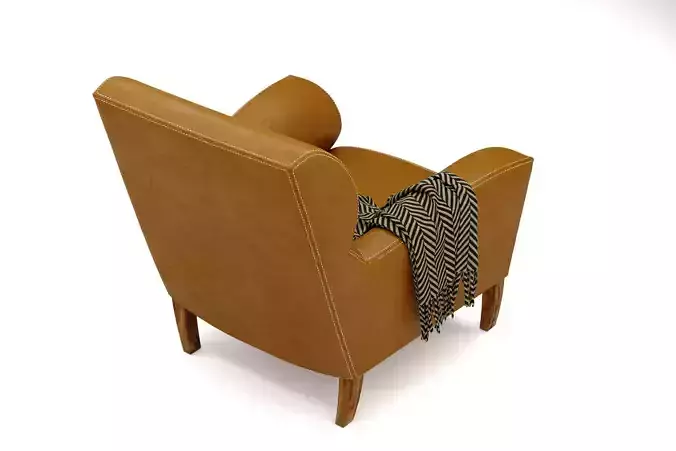 Stitched Leather Armchair with blanket