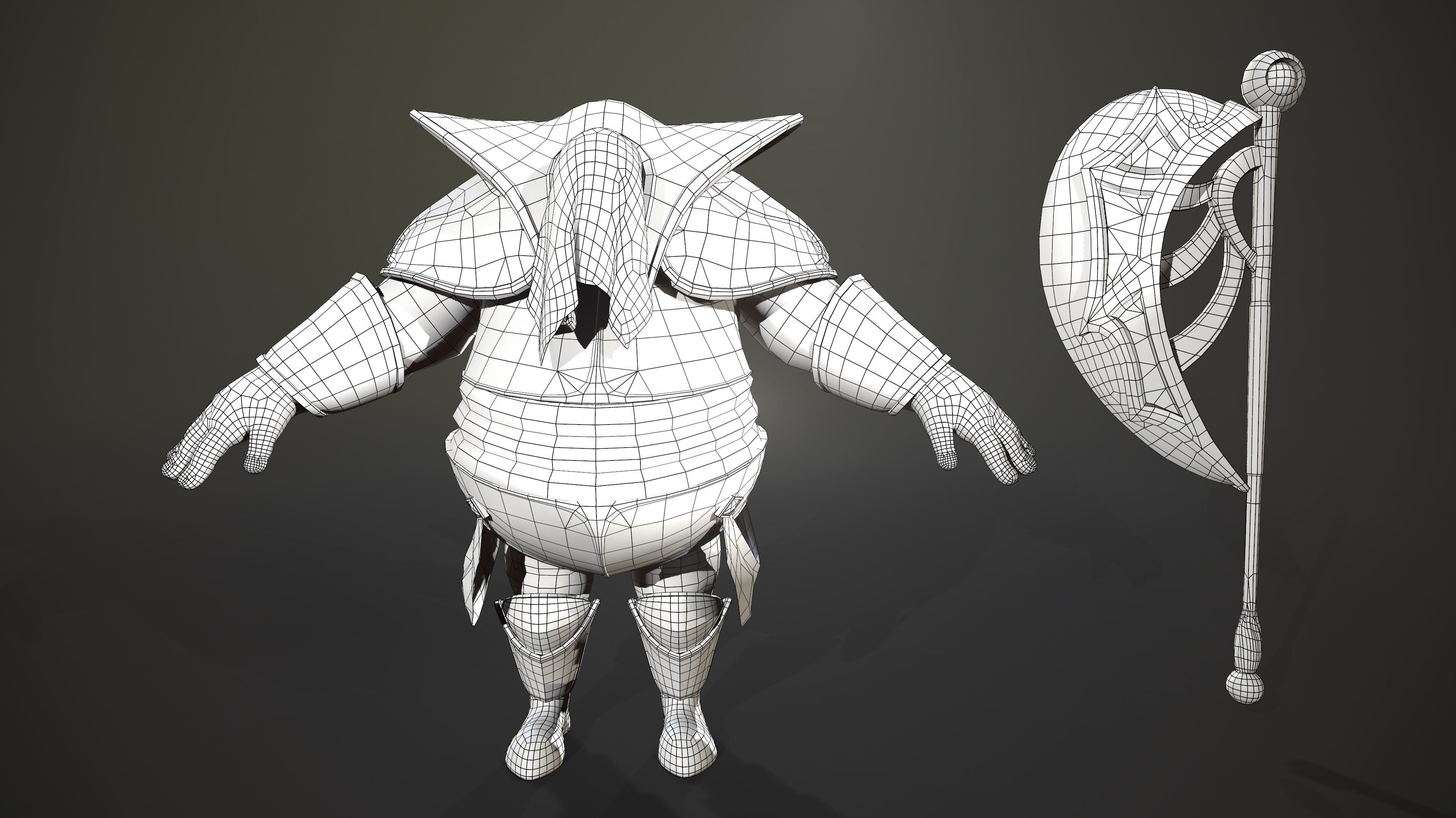 Sentinel knight in armor Low-poly 3D model_8