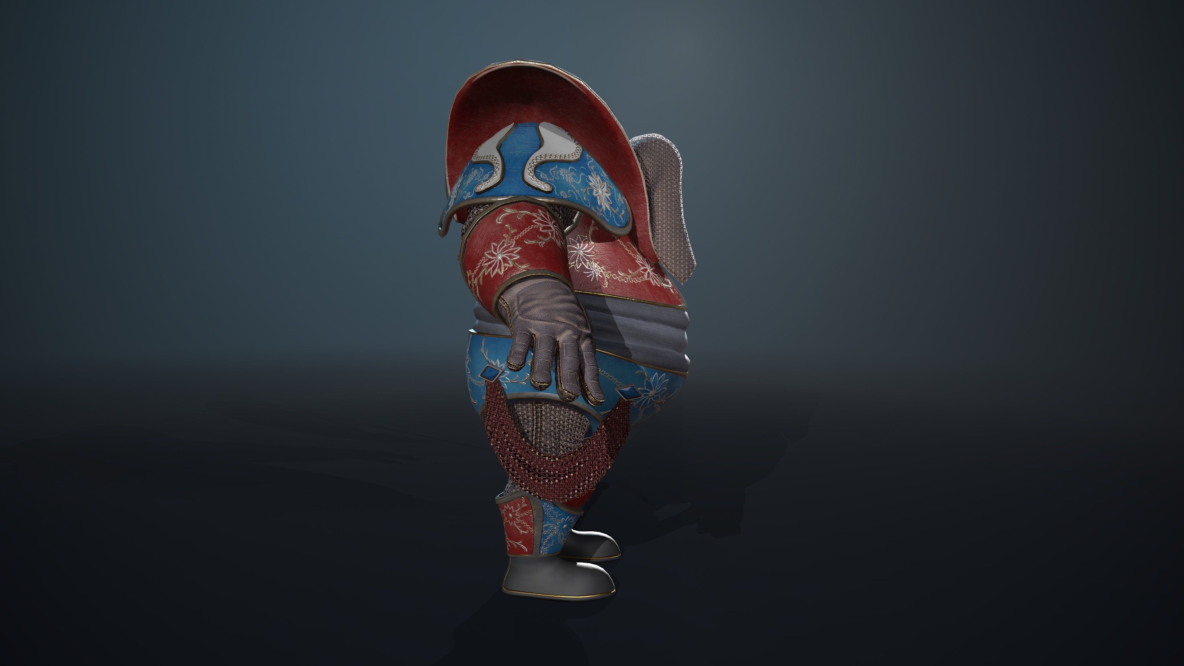 Sentinel knight in armor Low-poly 3D model_3