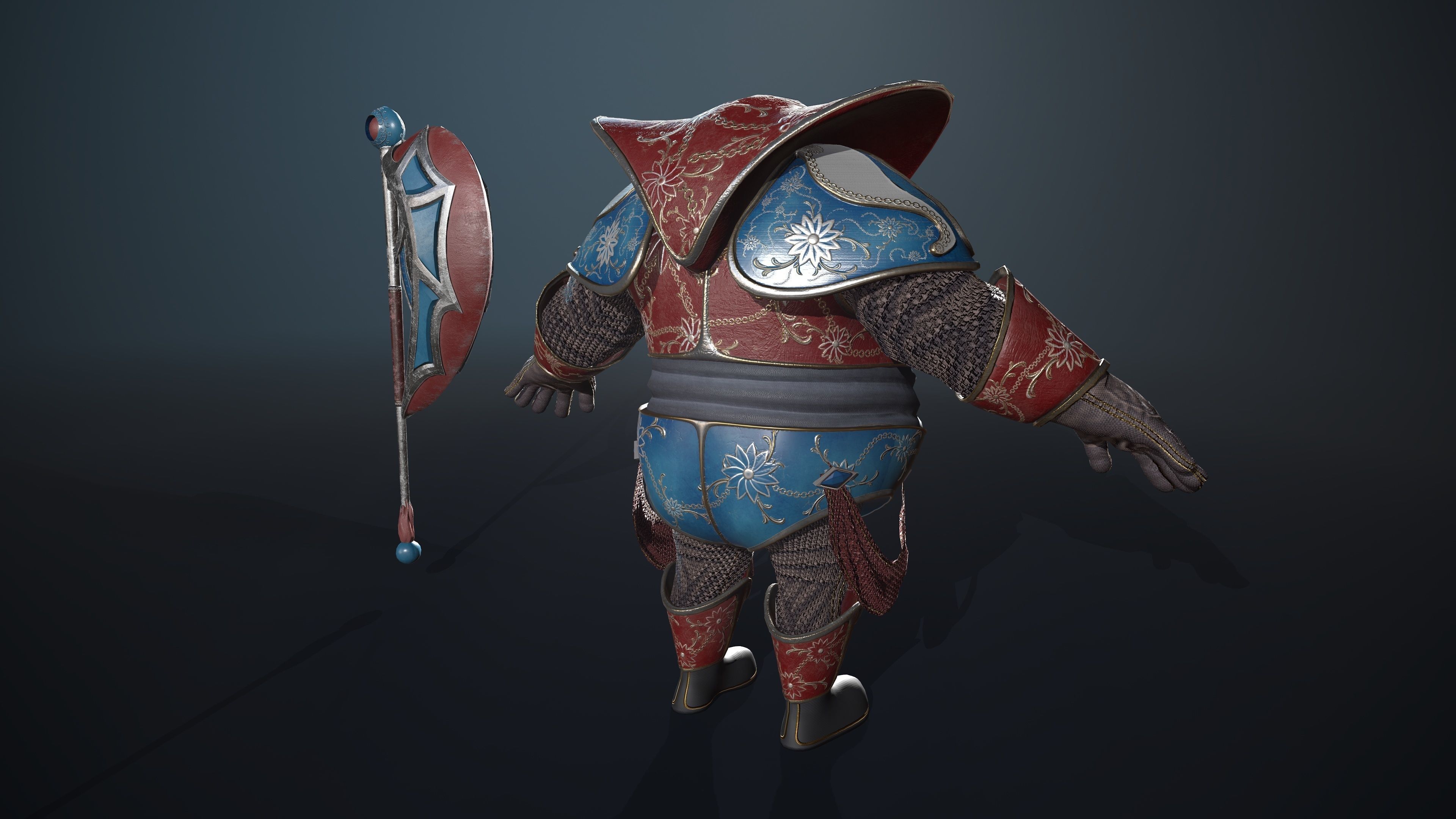 Sentinel knight in armor Low-poly 3D model_4