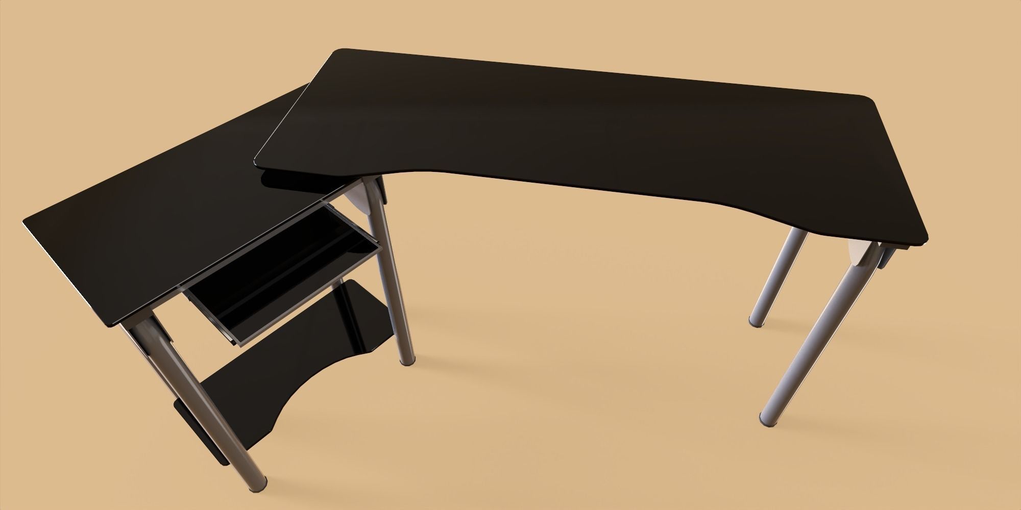 Glass Desk Low-poly 3D model_1