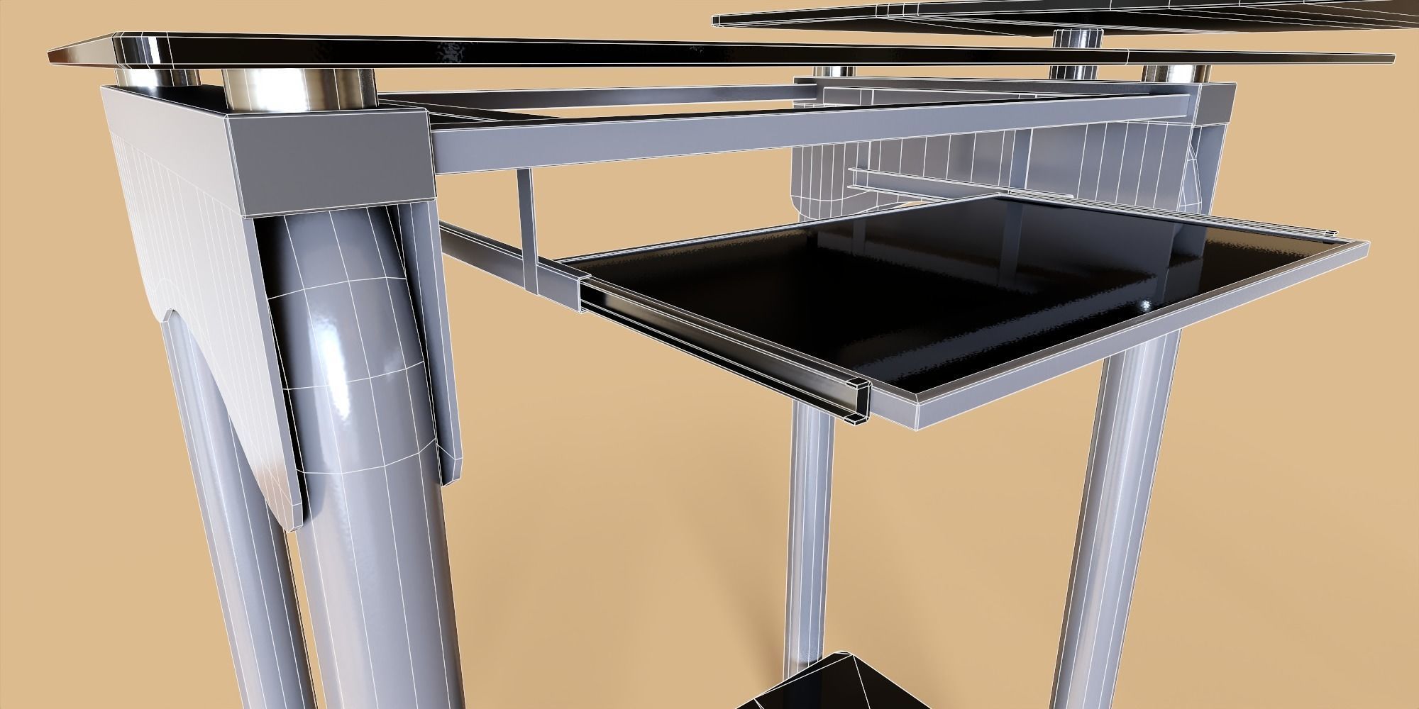 Glass Desk Low-poly 3D model_10