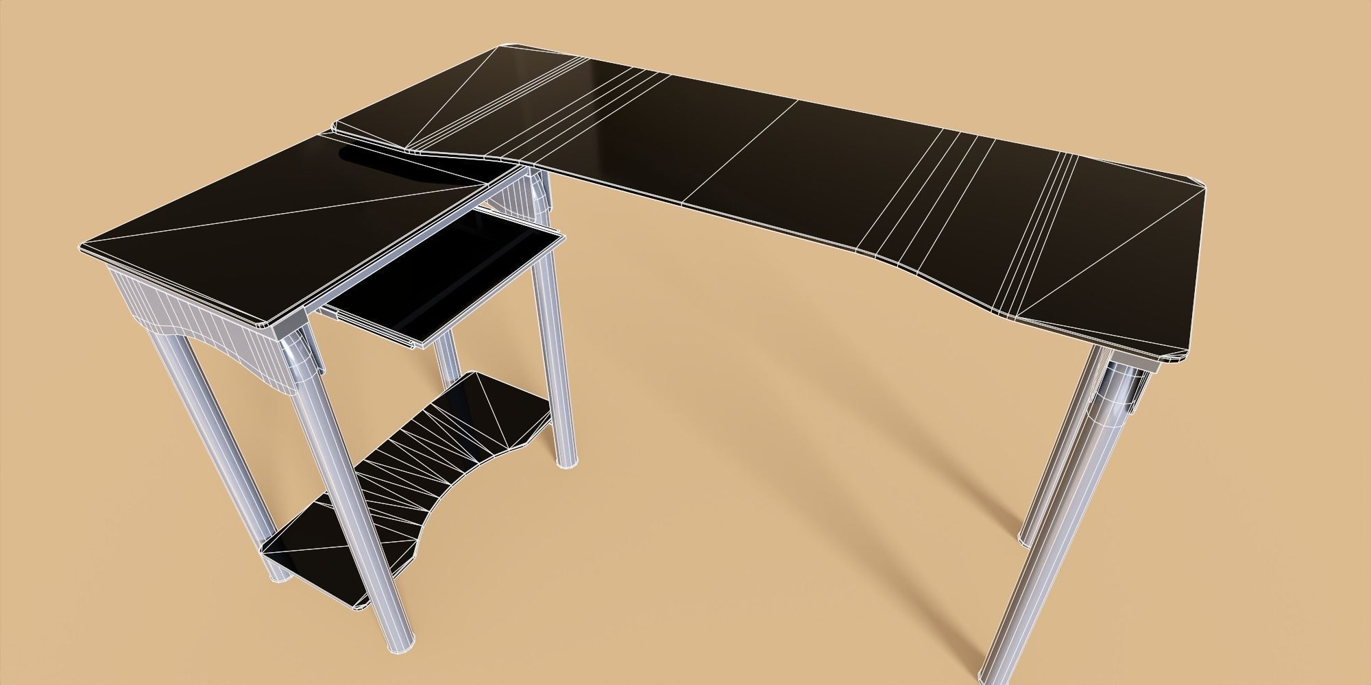 Glass Desk Low-poly 3D model_8
