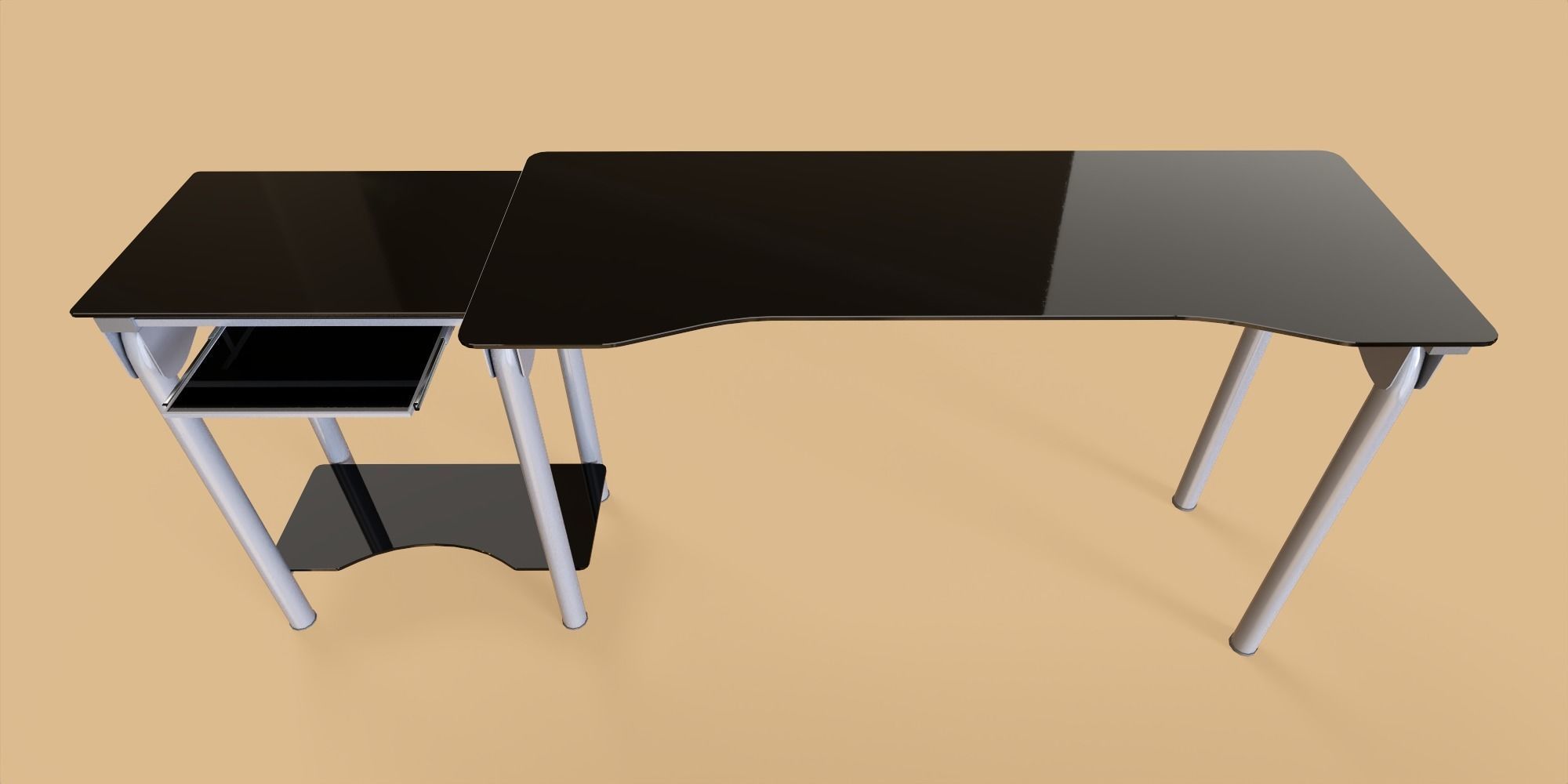 Glass Desk Low-poly 3D model_5