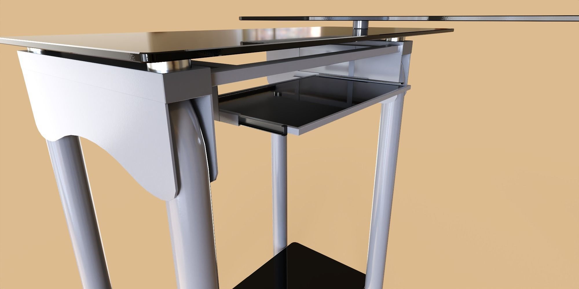 Glass Desk Low-poly 3D model_3