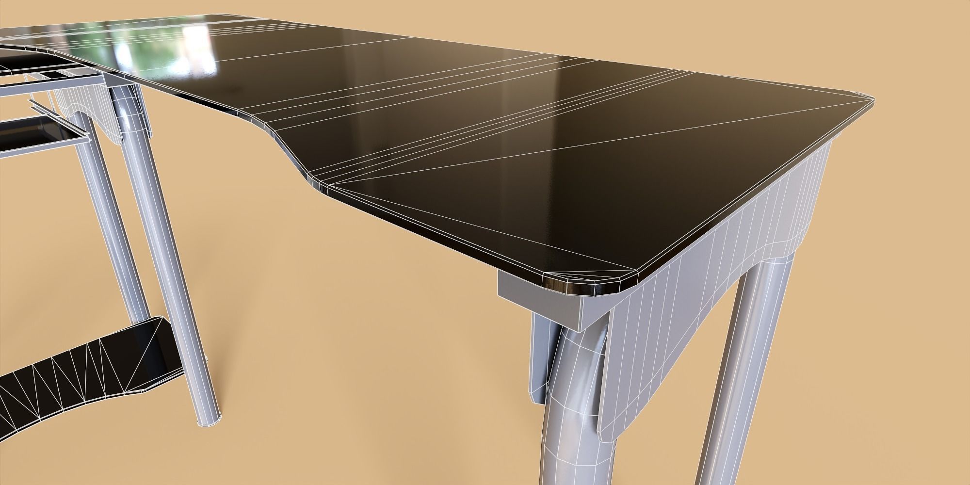 Glass Desk Low-poly 3D model_9