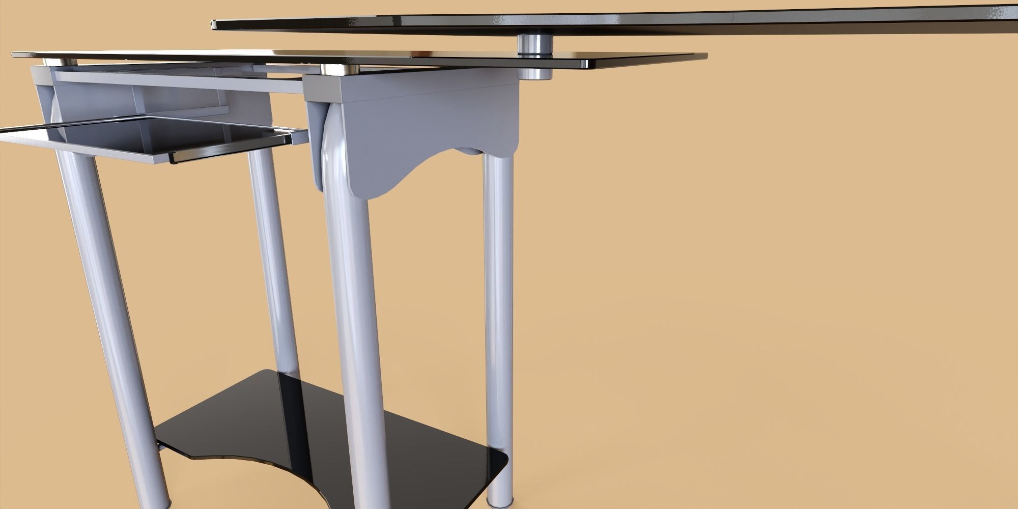 Glass Desk Low-poly 3D model_7