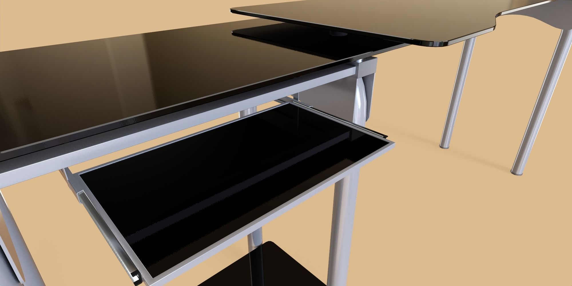 Glass Desk Low-poly 3D model_6