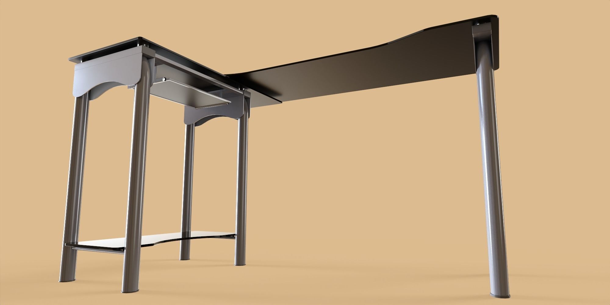 Glass Desk Low-poly 3D model_4
