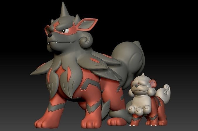 Pokemon Hisuian Growlithe Arcanine 3D print model