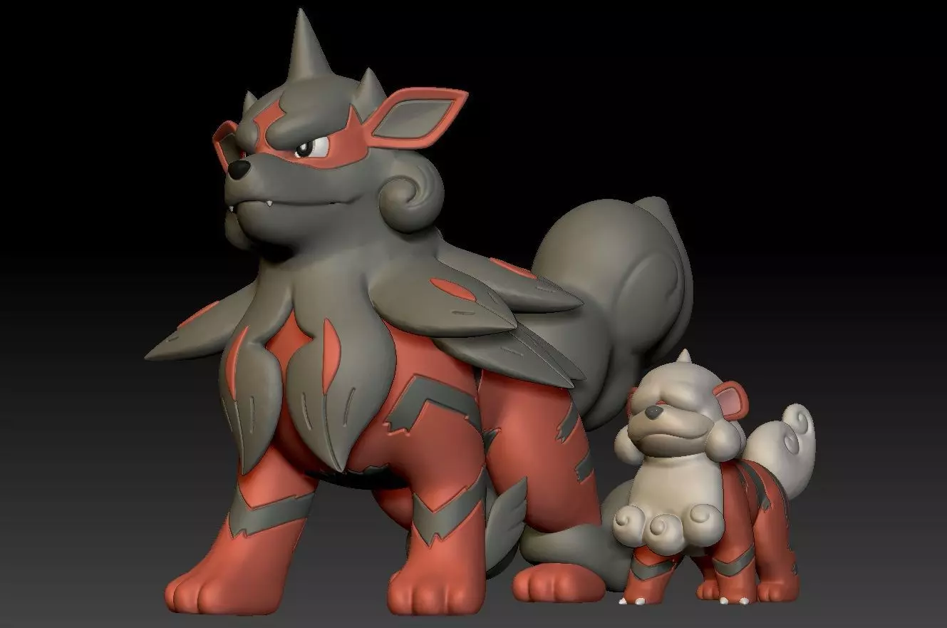 Pokemon Hisuian Growlithe Arcanine 3D print model_0