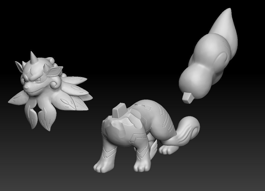 Pokemon Hisuian Growlithe Arcanine 3D print model_3