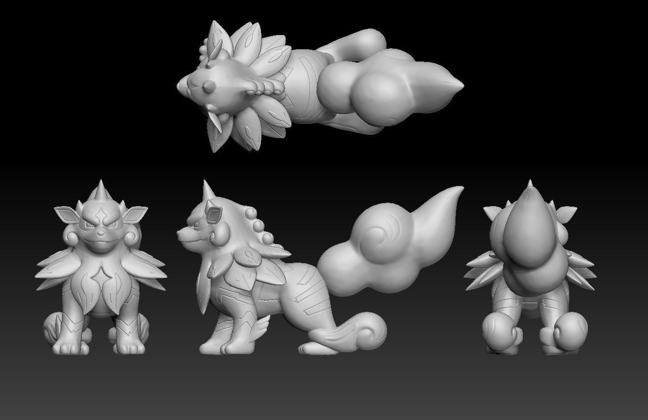 Pokemon Hisuian Growlithe Arcanine 3D print model_2