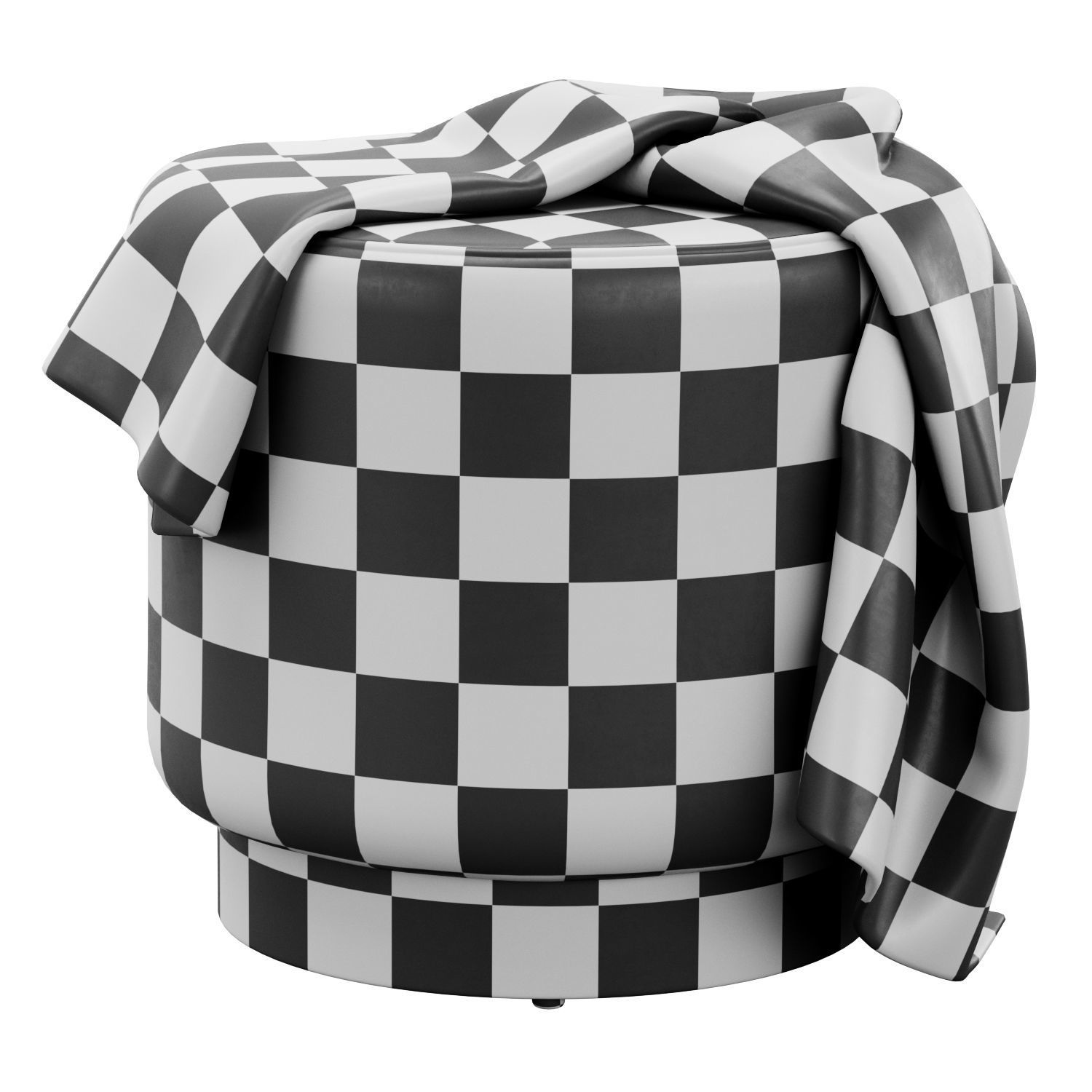 Keira velvet ottoman by Structube 3D model_4