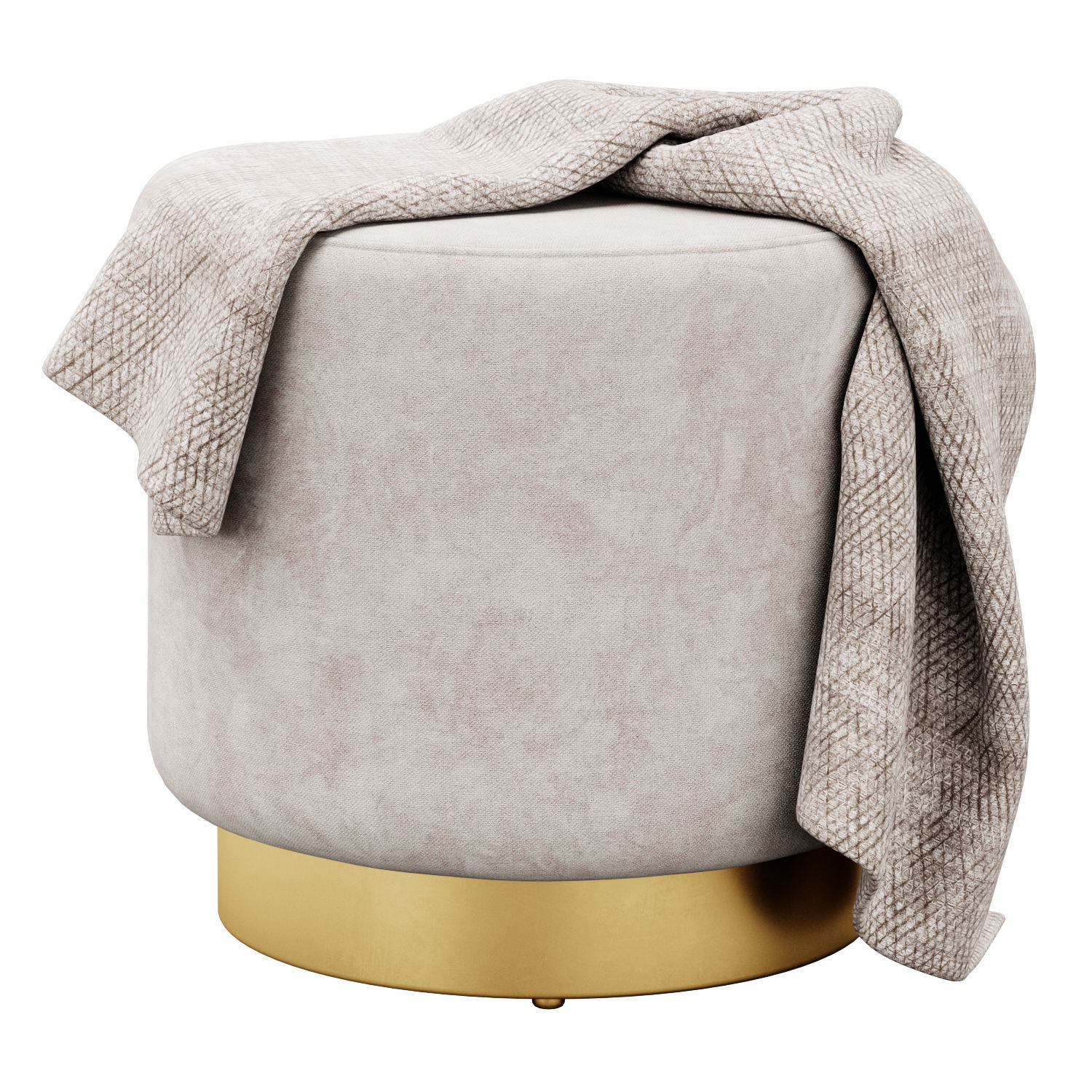Keira velvet ottoman by Structube 3D model_5