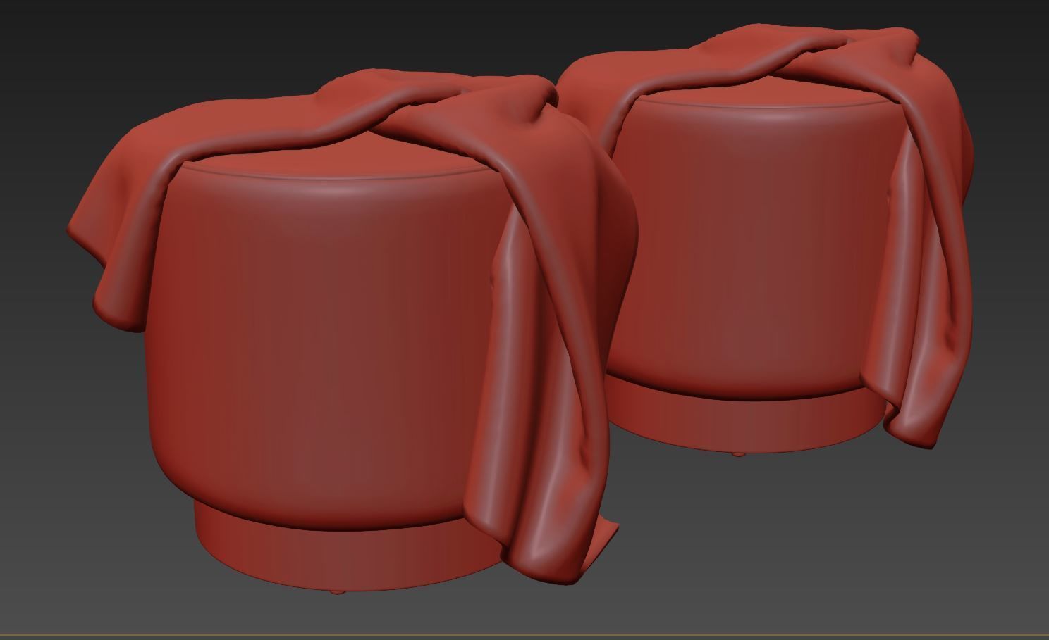 Keira velvet ottoman by Structube 3D model_9