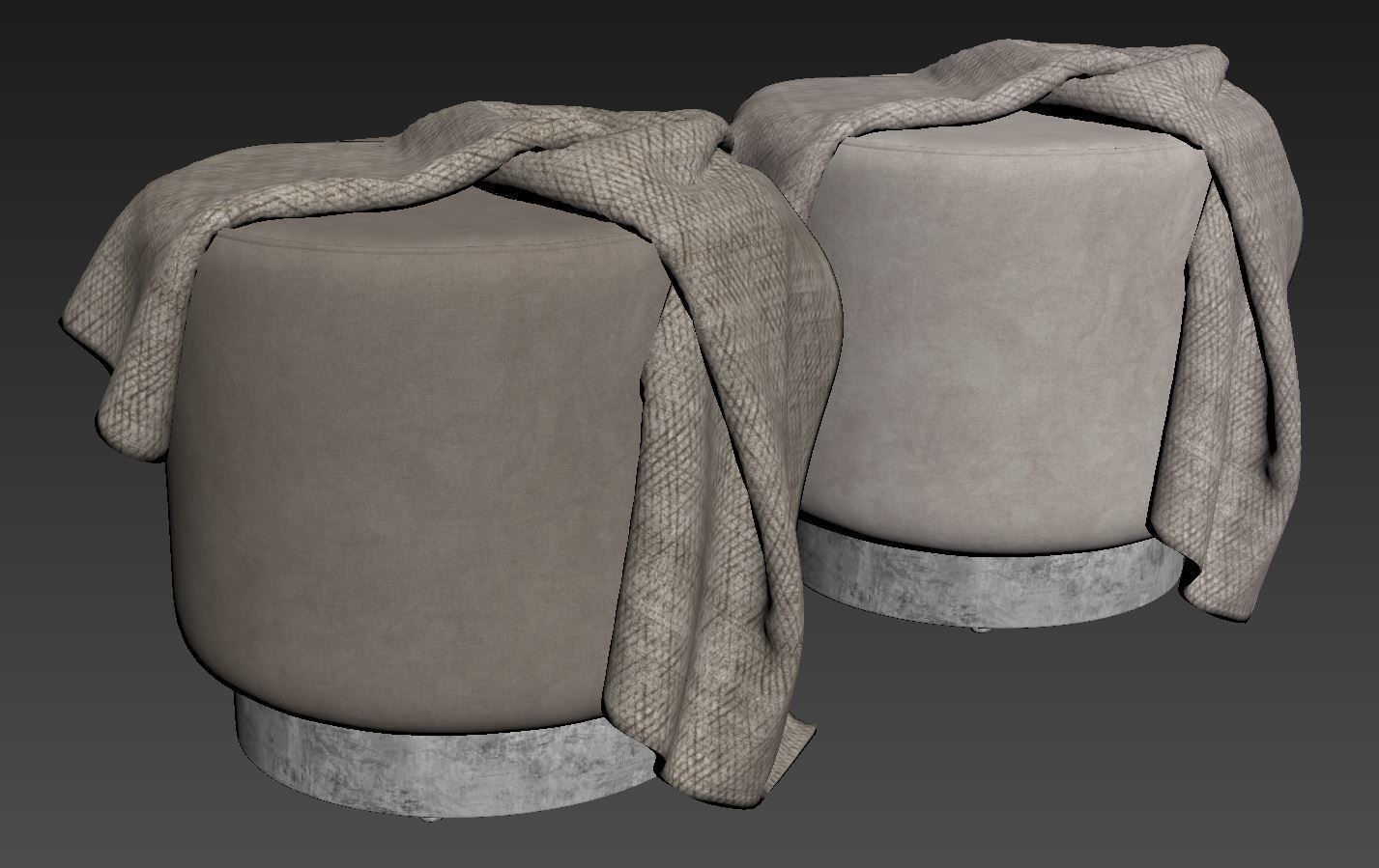 Keira velvet ottoman by Structube 3D model_7