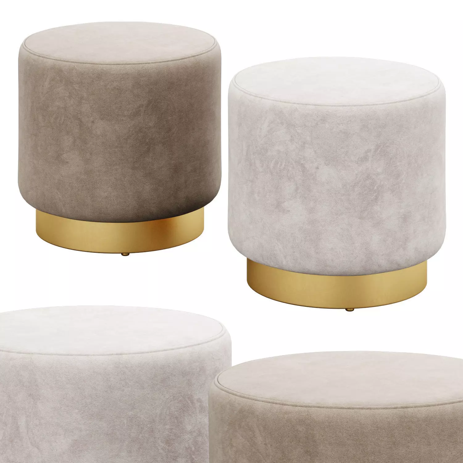 Keira velvet ottoman by Structube 3D model_0
