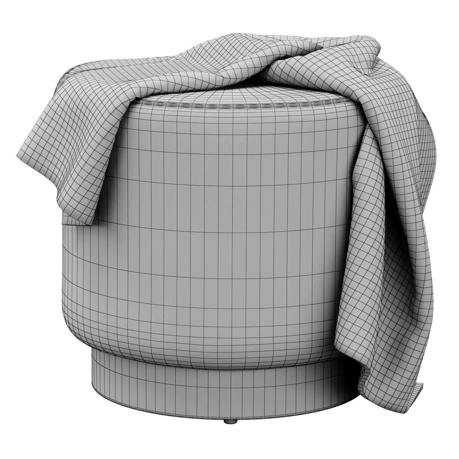 Keira velvet ottoman by Structube 3D model_3