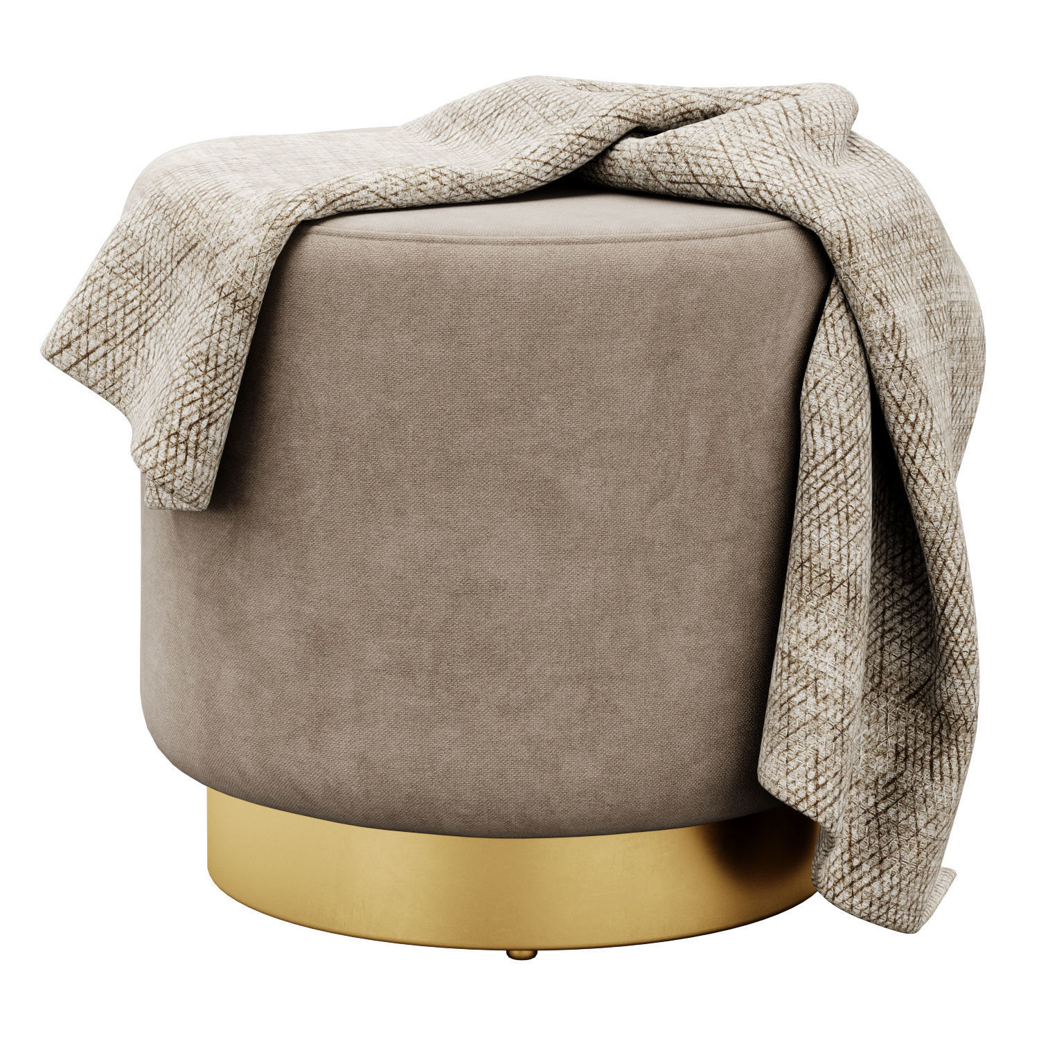Keira velvet ottoman by Structube 3D model_1